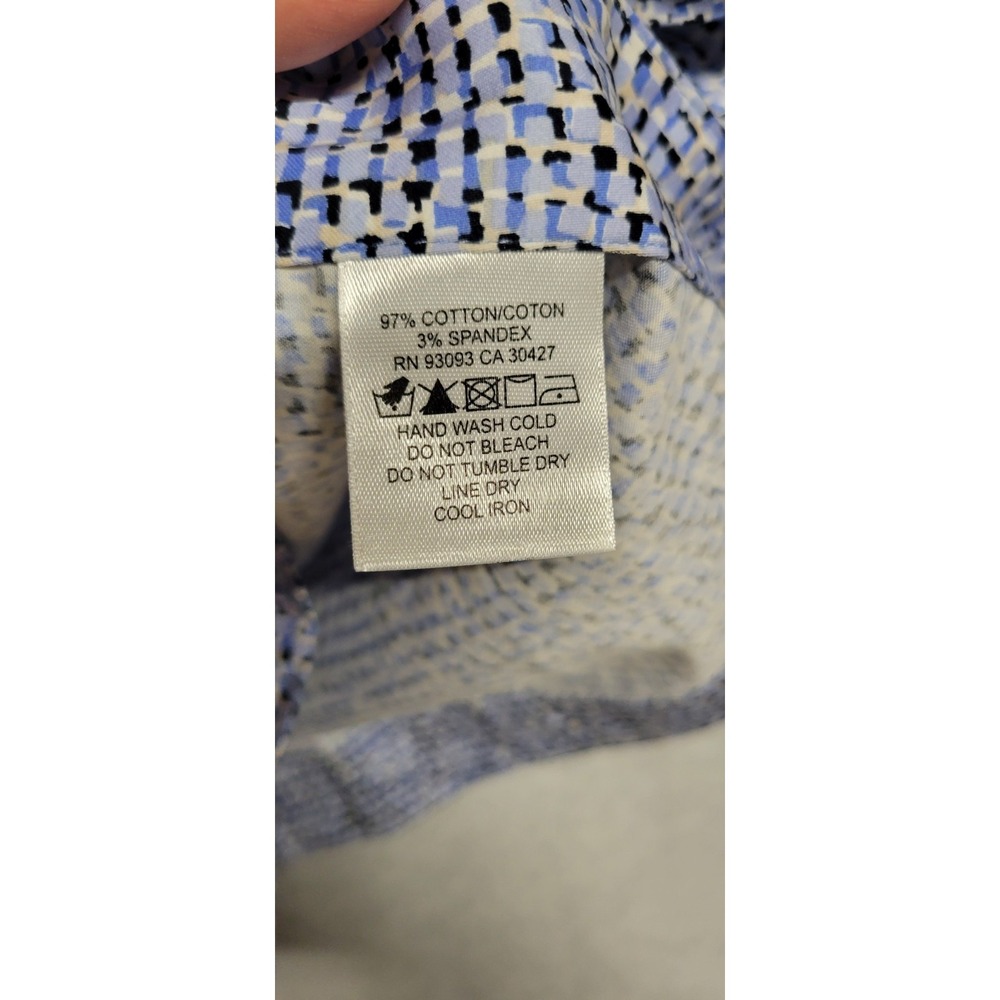 Blue/black/white Print Nic+Zoe Ls Oversize Tunic W Large Black Buttons Trim Sz L - Picture 7 of 10